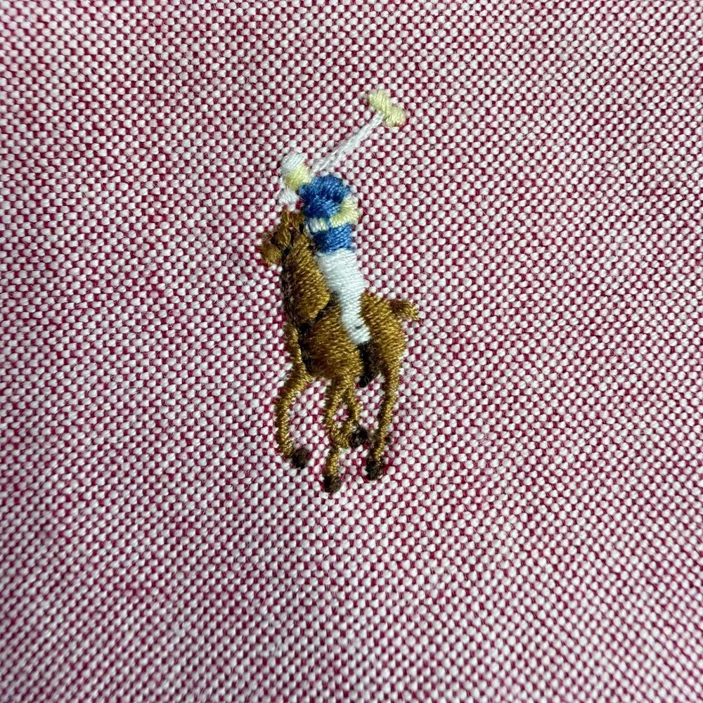 Polo Ralph Lauren Mens Pink Oxford Button Down Shirt Large Long Sleeve Pony Logo